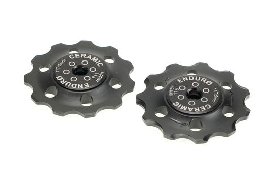 BKCJ-0205 - 11 tooth, Zero Ceramic Hybrid Bearing, Machined Delrin Derailleur Pulleys for 11 speed Shimano Derailleurs (5mm bolt hole) - Black