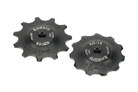 BKCJ-0341 - 11 tooth, XD15 Ceramic Hybrid Bearing, Machined Delrin Derailleur Pulleys for 11 speed Shimano Dura Ace (9000 Series) and Ultegra (8000 Series) Derailleurs (5mm bolt hole) - Black