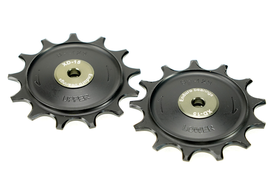 BKCJ-0361 - 13 tooth, XD15 Ceramic Hybrid Bearing, Machined Delrin Derailleur Pulleys for 12 speed Shimano XTR, XT and GRX 1X Mechanical Derailleurs (5mm bolt hole) - Black