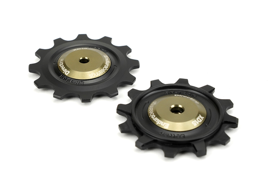 BKCJ-0402 - 12 tooth, XD15 Ceramic Hybrid Bearing, Machined Delrin Derailleur Pulleys for 12 speed SRAM Road and Gravel Derailleurs (4mm bolt upper/5mm bolt lower) - Graphite