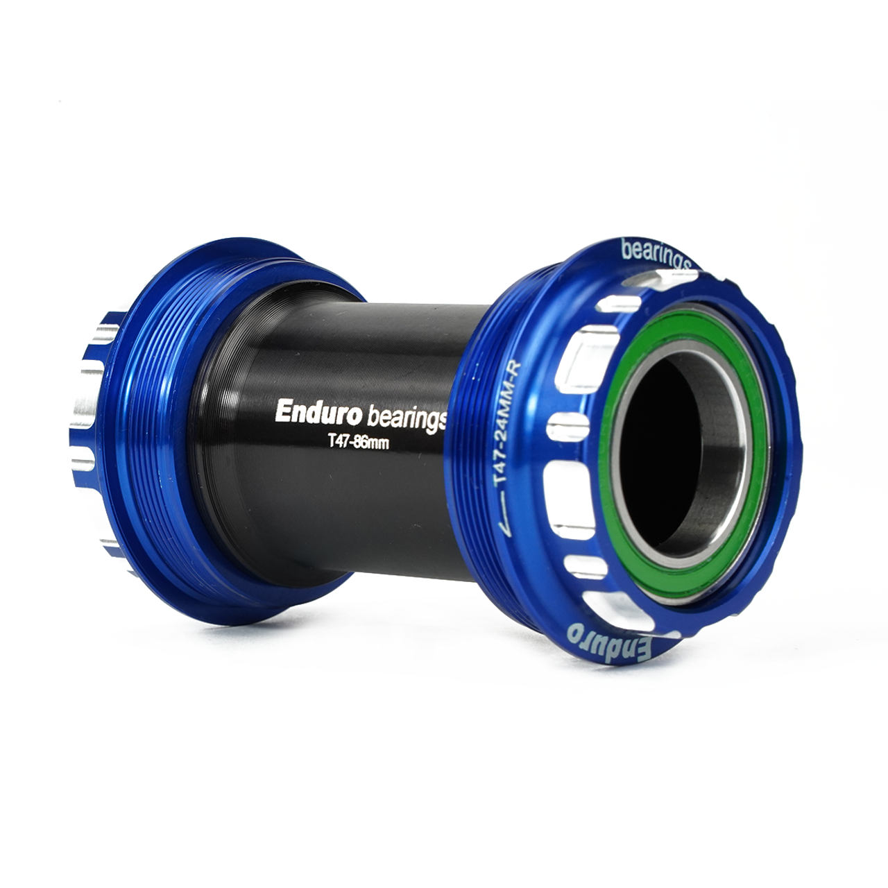 Enduro BKS-0232 - T47-External, Threaded, stainless steel, Angular Contact Bearing Bottom Bracket for T47 Framesets and Shimano 24mm Cranksets - Blue