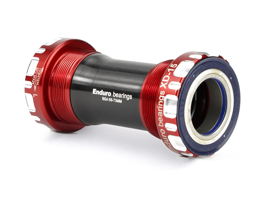 BKC-0550 - BSA Thread-In, Ceramic, XD15 Corsa, 45 degree Angular Contact, Bearing Bottom Bracket for BSA Threaded Framesets for Shimano 24mm Cranksets - RED