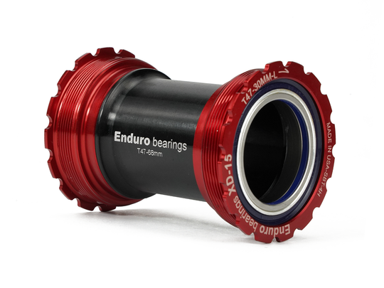 BKC-0720 - T47-Internal, Threaded, Ceramic Hybrid, XD15 Corsa, 45 degree Angular Contact, Bearing Bottom Bracket for T47 Framesets and 30mm Cranksets - Red
