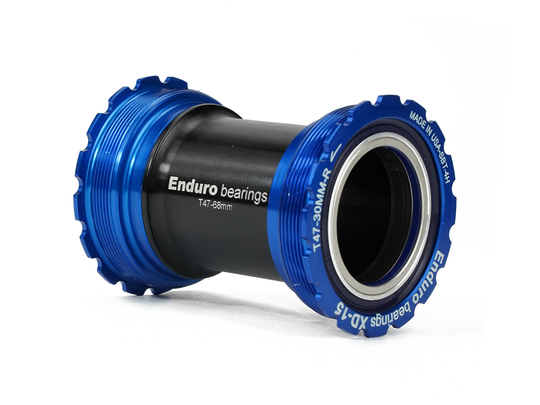 BKC-0722 - T47-Internal, Threaded, Ceramic Hybrid, XD15 Corsa, 45 degree Angular Contact, Bearing Bottom Bracket for T47 Framesets and 30mm Cranksets - Blue