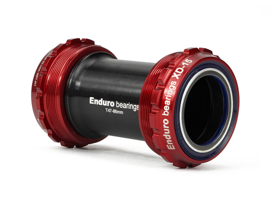 BKC-0730 - T47-External Threaded, Ceramic Hybrid, XD15 Corsa, 45 degree Angular Contact, Bearing Bottom Bracket for T47 Framesets to 30mm Cranksets (over 104 mm wide) - Red