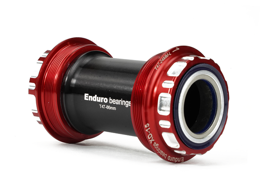 BKC-0740 - T47-External Threaded, Ceramic Hybrid, XD15 Corsa, 45 degree Angular Contact, Bearing Bottom Bracket for T47 Framesets and Shimano 24mm Cranksets - Red