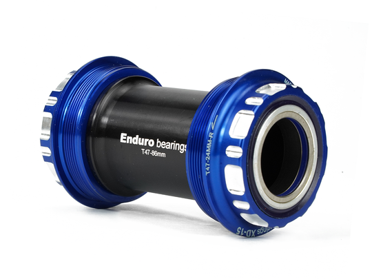 BKC-0742 - T47-External Threaded, Ceramic Hybrid, XD15 Corsa, 45 degree Angular Contact, Bearing Bottom Bracket for T47 Framesets and Shimano 24mm Cranksets - Blue