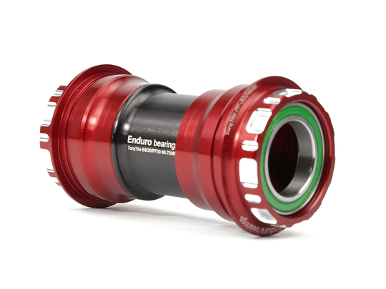 BKC-0870 - TorqTite, Ceramic-Hybrid, XD15, Angular Contact, Bearing Bottom Bracket for PF30 Framesets and Shimano 24mm Cranksets - Red