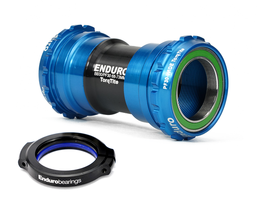 BKS-0117 - TorqTite, 440C Stainless, Angular Contact, Bearing Bottom Bracket for PF30 Framesets and 30mm Cranksets (104mm or longer) - Blue