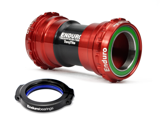 BKS-0118 - TorqTite, 440C Stainless, Angular Contact, Bearing Bottom Bracket for PF30 Framesets and 30mm Cranksets (104mm or longer) - Red