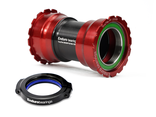 BKS-0130 - TorqTite, 440C Stainless, Angular Contact, Bearing Bottom Bracket for PF30 Framesets and 30mm Cranksets (under 90mm spindle length) - Red