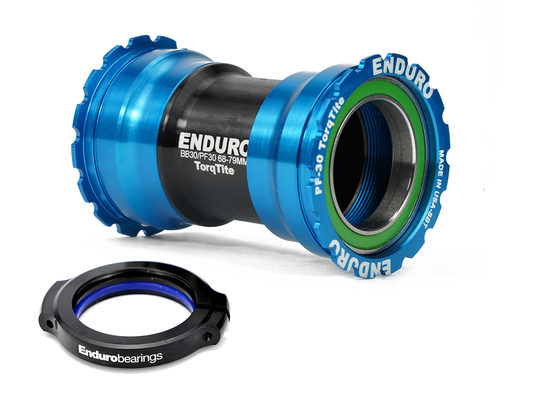 BKS-0132 - TorqTite, 440C Stainless, Angular Contact, Bearing Bottom Bracket for PF30 Framesets and 30mm Cranksets (under 104mm spindle length) - Blue