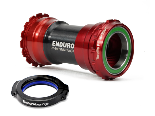 BKS-0138 - TorqTite, 440C Stainless, Angular Contact, Bearing Bottom Bracket for BBRight Framesets and 30mm Cranksets (104mm or longer) - Red