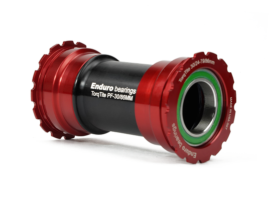 BKS-0140 - TorqTite, 440C Stainless, Angular Contact, Bearing Bottom Bracket for BB386 Framesets and Shimano 24mm Cranksets - Red