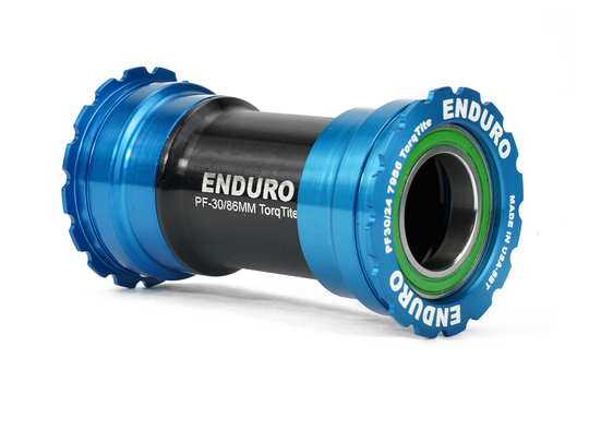 BKS-0142 - TorqTite, 440C Stainless, Angular Contact, Bearing Bottom Bracket for BB386 Framesets and Shimano 24mm Cranksets - Blue