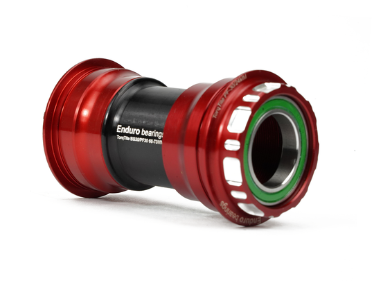 BKC-0888 - TorqTite, Ceramic-Hybrid, XD15, Angular Contact, Bearing Bottom Bracket for PF30A Framesets and Shimano 24mm Cranksets - Red