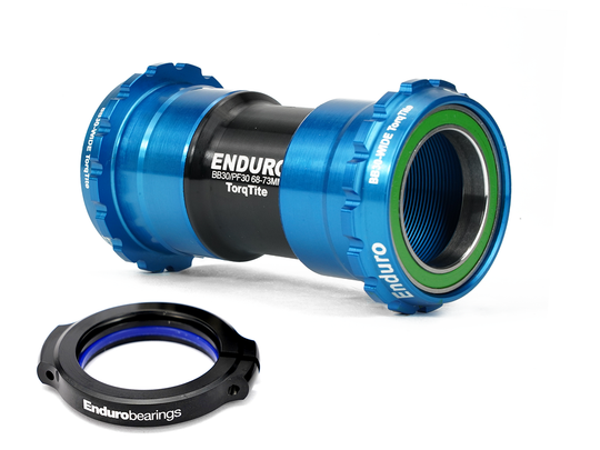 BKS-0157 - TorqTite, 440C Stainless, Angular Contact, Bearing Bottom Bracket for BB30 Framesets and 30mm Cranksets (spindle length 104mm or longer) - Blue