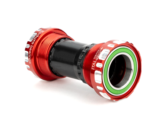 BKS-02348 - Italian Thread-In, Angular Contact, stainless steel Bottom Bracket for Shimano 24mm Cranksets - Red