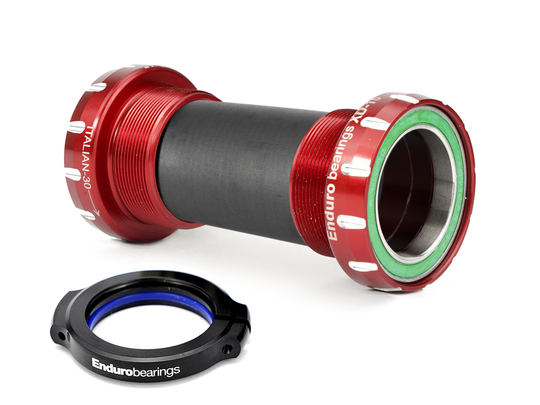 BKS-0442 - Italian Thread-In, Angular Contact, 440C Stainless, Bottom Bracket for 30mm Cranksets (spindle length over 104mm) - Red