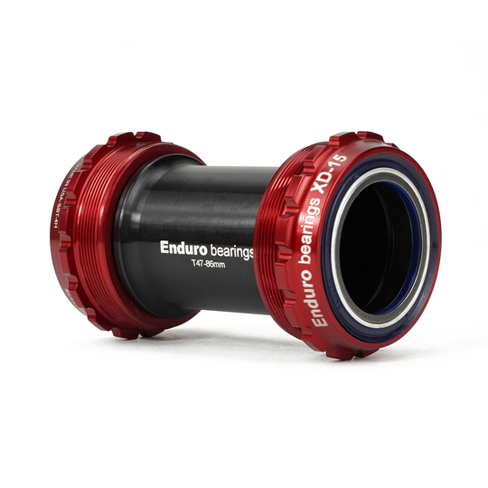 BKC-0730 - T47-External Threaded, Ceramic Hybrid, XD15 Corsa, 45 degree Angular Contact, Bearing Bottom Bracket for T47 Framesets to 30mm Cranksets (over 104 mm wide) - Red