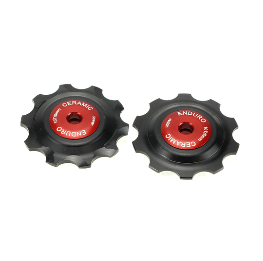 BKCJ-0000 - 10 tooth, Ceramic Hybrid Bearing, Machined Delrin Derailleur Pulleys for Campagnolo Derailleurs (5mm bolt) - Red