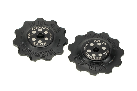 BKCJ-0311 - 11 tooth, XD15 Hybrid Bearing, Machined Delrin Derailleur Pulleys for 11 speed SRAM Derailleurs (4mm bolt upper/5mm bolt lower) - Black