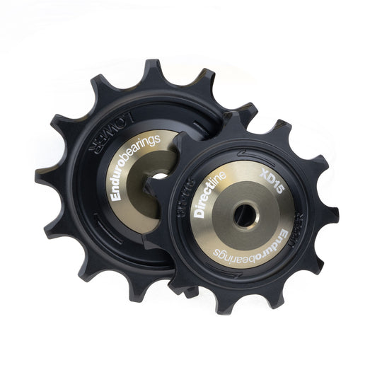 BKCJ-0457 - Directline 11 tooth/13 tooth, XD15 Ceramic Hybrid Bearing, Machined Delrin Derailleur Pulleys for 11 and 12 speed Shimano GRX Derailleurs (5mm bolt hole)
