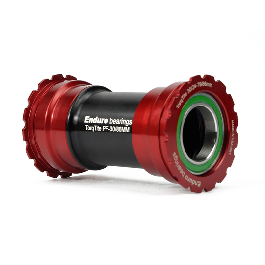 BKC-0895 - TorqTite, Ceramic-Hybrid, XD15, Angular Contact, Bearing Bottom Bracket for BB386 framesets and Shimano 24mm cranksets - Red