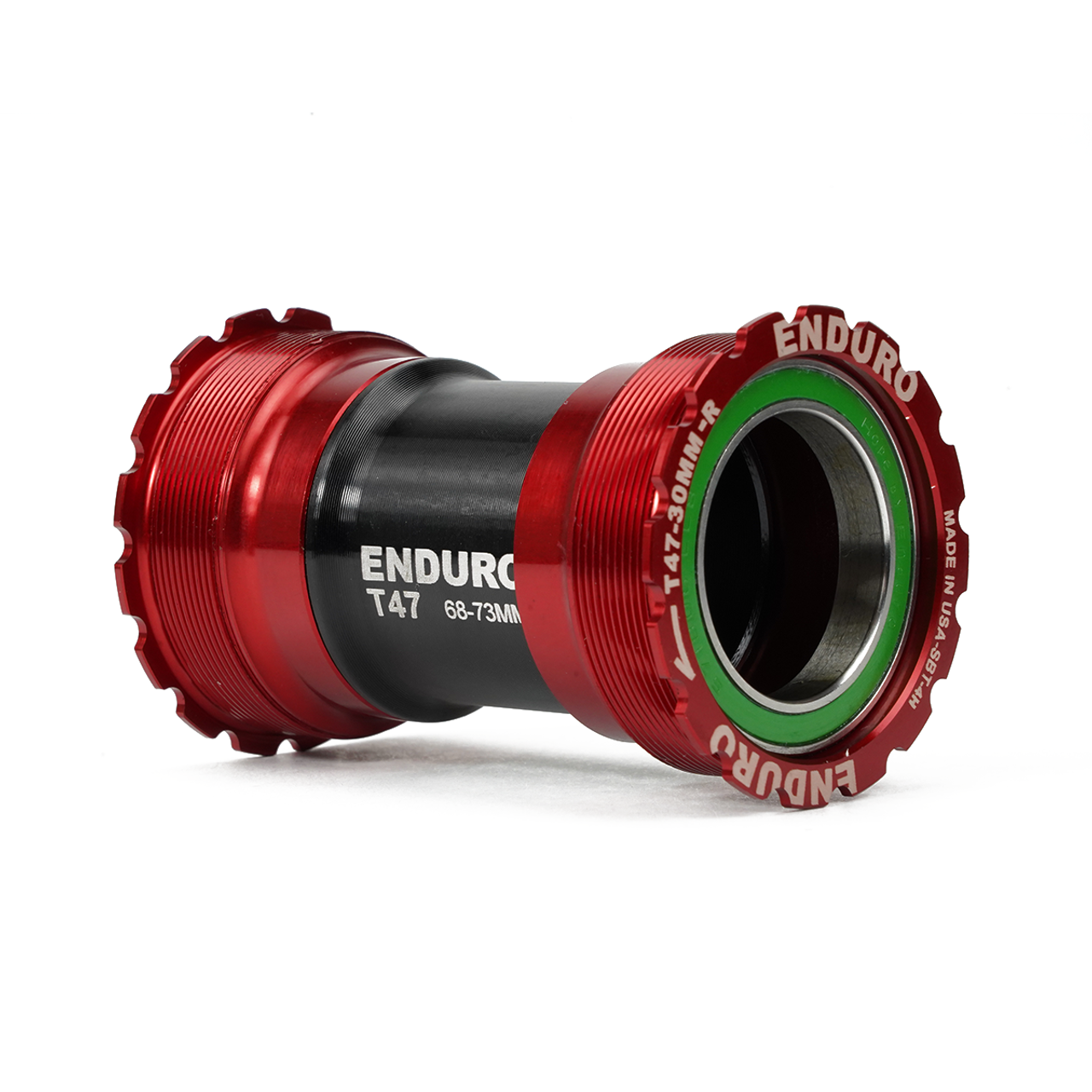 Enduro BKS-0200 - T47-Internal, Threaded, stainless steel, Angular Contact Bearing Bottom Bracket for T47 Framesets and 30mm Cranksets (spindle length under 90mm) - Red