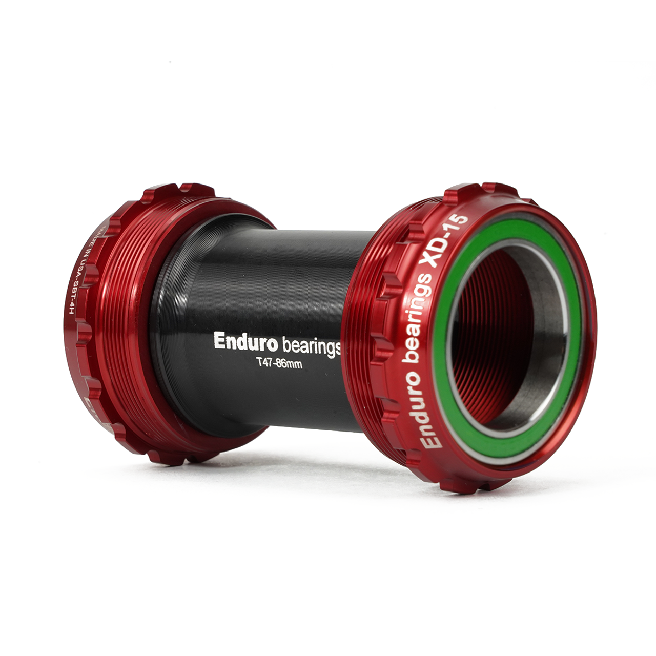 Enduro BKS-0210 - T47-External, Threaded, stainless steel, Angular Contact Bearing Bottom Bracket for T47 Framesets and 30mm Cranksets - Red