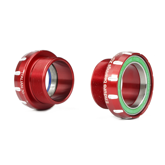 BKS-0442 - Italian Thread-In, Angular Contact, stainless steel, Bottom Bracket for 30mm Cranksets (spindle length over 104mm) - Red